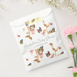 Modern Pink Boho Butterfly Girl Baby shower Bedankzakje