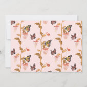 Modern Pink Boho Butterfly Girl Baby shower Kaart (Achterkant)