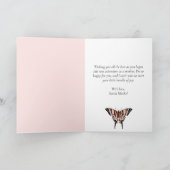 Modern Pink Boho Butterfly Girl Baby shower Kaart (Binnen)