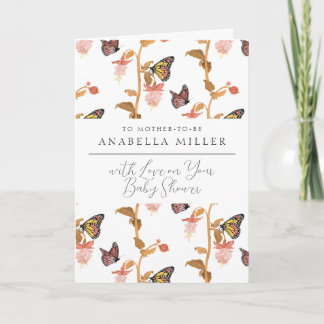 Modern Pink Boho Butterfly Girl Baby shower Kaart