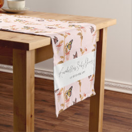 Modern Pink Boho Butterfly Girl Baby shower Korte Tafelloper