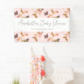 Modern Pink Boho Butterfly Girl Baby shower Spandoek (Insitu)