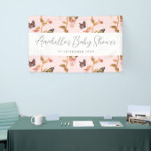Modern Pink Boho Butterfly Girl Baby shower Spandoek (Beurs)