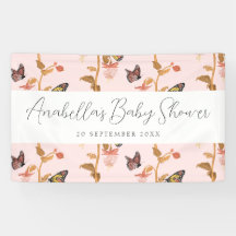 Modern Pink Boho Butterfly Girl Baby shower