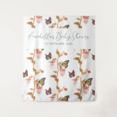 Modern Pink Boho Butterfly Girl Baby shower Wandkleed (Voorkant)