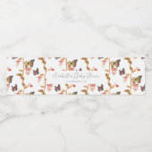 Modern Pink Boho Butterfly Girl Baby shower Waterfles Etiket (Enkel label)