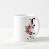 Modern Pink Boho Girly Floral Initiaal B KoffieMok (Voorkant rechts)