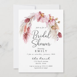 Modern Pink Boho Pampas Floral Vrijgezellenfeest Kaart