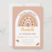 Modern Pink Boho Rainbow 1st Birthday Kaart (Voorkant)