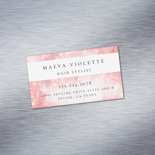 Modern Pink Bokeh Magnetisch Visitekaartje (Voorbeeld)