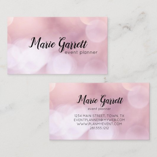 Modern Pink Bokeh Visitekaartje (Voorkant / Achterkant)
