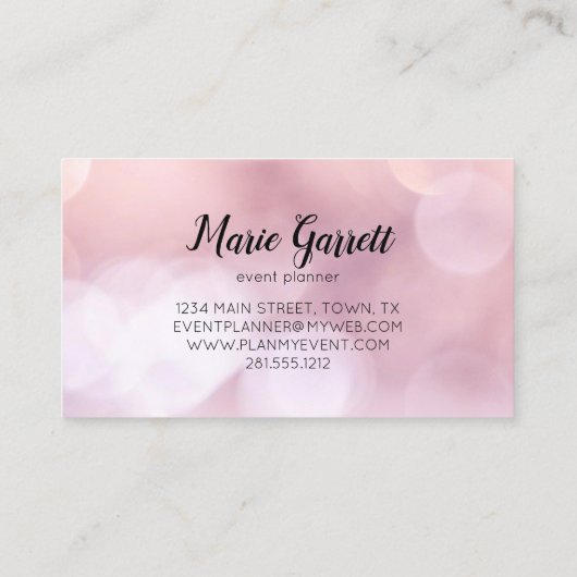 Modern Pink Bokeh Visitekaartje (Achterkant)