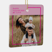 Modern Pink Border Photo Valentine’s Day Keramisch Ornament (Rechts)