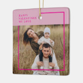 Modern Pink Border Photo Valentine’s Day Keramisch Ornament (Links)