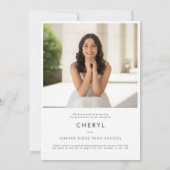 Modern Pink Bow 2 Photo Graduation Announcement Kaart (Achterkant)