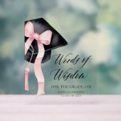 Modern Pink Bow Afstudeerder Party Advies Woorden  Acryl Bord (Neutraal)