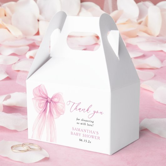 Modern Pink Bow Baby shower Dank u wel Bedankdoosjes (Huwelijk)