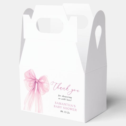 Modern Pink Bow Baby shower Dank u wel Bedankdoosjes (Geopend)