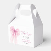 Modern Pink Bow Baby shower Dank u wel Bedankdoosjes (Voorkant Zijde)