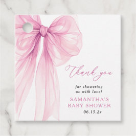 Modern Pink Bow Baby shower Dank u wel Bedankjes Labels