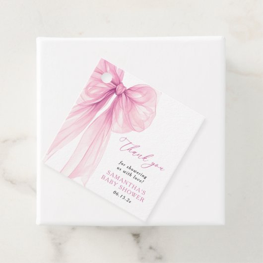 Modern Pink Bow Baby shower Dank u wel Bedankjes Labels (In situ)