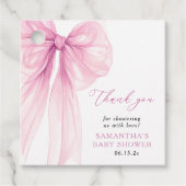 Modern Pink Bow Baby shower Dank u wel Bedankjes Labels (Voorkant)