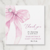 Modern Pink Bow Baby shower Dank u wel Bedankjes Labels (Voorkant)