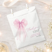 Modern Pink Bow Baby shower Dank u wel Bedankzakje (Geknipt)