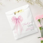 Modern Pink Bow Baby shower Dank u wel Bedankzakje (Gezegeld)