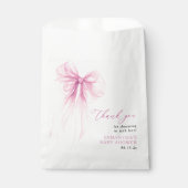 Modern Pink Bow Baby shower Dank u wel Bedankzakje (Voorkant)