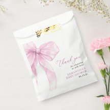 Modern Pink Bow Baby shower Dank u wel