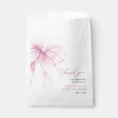 Modern Pink Bow Baby shower Dank u wel Bedankzakje (Voorkant)