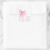 Modern Pink Bow Baby shower Dank u wel Vierkante Sticker (Tas)
