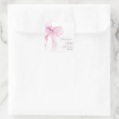 Modern Pink Bow Baby shower Dank u wel Vierkante Sticker (Tas)