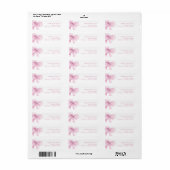 Modern Pink Bow Baby shower Retouradres Etiket (Full Sheet)