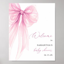 Modern Pink Bow Baby shower Welkom Poster