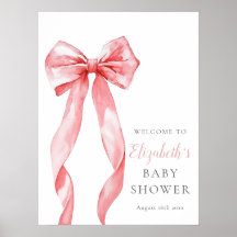 Modern Pink Bow Baby shower Welkomstbord