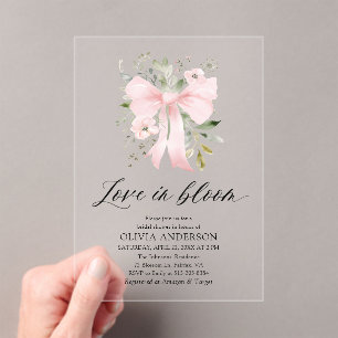 Modern Pink Bow Bloemen Liefde in Bloom Vrijgezell Acryl Uitnodigingen