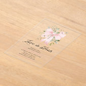Modern Pink Bow Bloemen Liefde in Bloom Vrijgezell Acryl Uitnodigingen (Laagn)