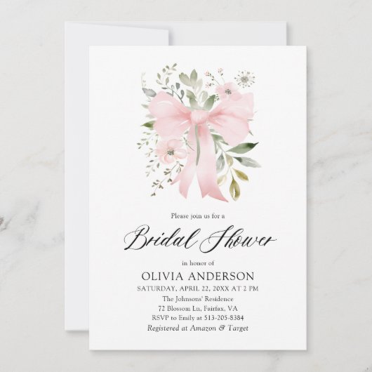 Modern Pink Bow Bloemen Liefde in Bloom Vrijgezell Kaart (Voorkant)