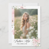 Modern Pink Bow Bloemen Liefde in Bloom Vrijgezell Kaart