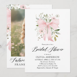 Modern Pink Bow Bloemen Liefde in Bloom Vrijgezell Kaart