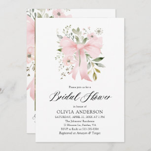 Modern Pink Bow Bloemen Liefde in Bloom Vrijgezell Kaart