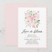 Modern Pink Bow Bloemen Liefde in Bloom Vrijgezell Kaart (Voorkant / Achterkant)