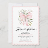 Modern Pink Bow Bloemen Liefde in Bloom Vrijgezell Kaart (Voorkant)