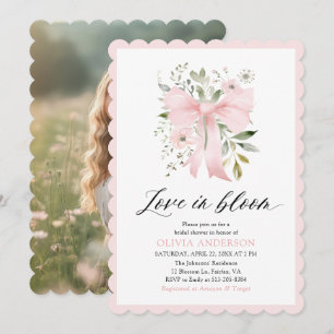 Modern Pink Bow Bloemen Liefde in Bloom Vrijgezell Kaart