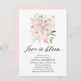 Modern Pink Bow Bloemen Liefde in Bloom Vrijgezell Kaart