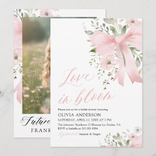 Modern Pink Bow Bloemen Liefde in Bloom Vrijgezell Kaart