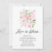 Modern Pink Bow Bloemen Liefde in Bloom Vrijgezell Kaart (Voorkant)