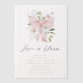 Modern Pink Bow Bloemen Liefde in Bloom Vrijgezell Vellum Uitnodigingen (Voorkant)